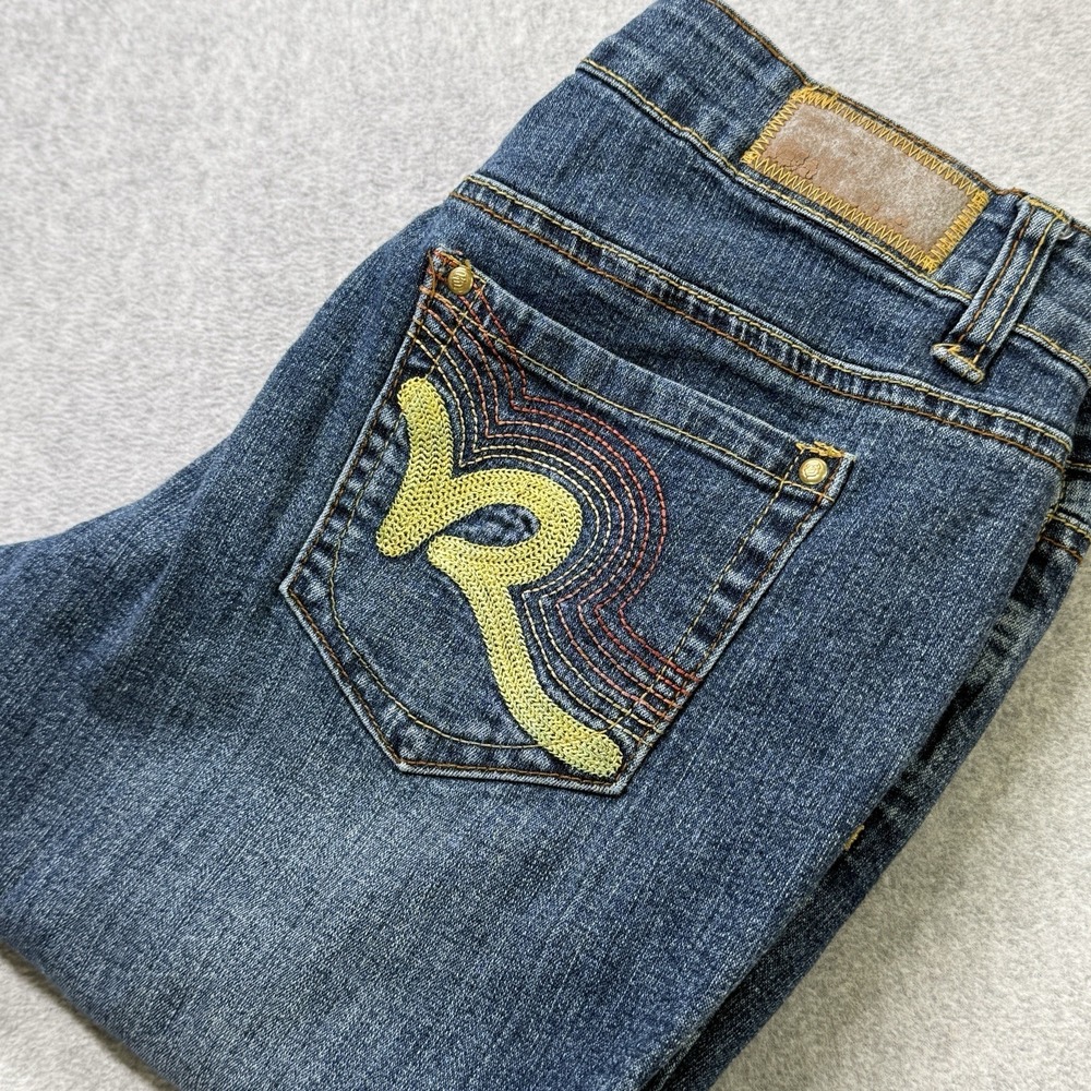 Rocawear Y2K Bootcut Jeans Womens Size 7 Low Rise Embroidered Pockets